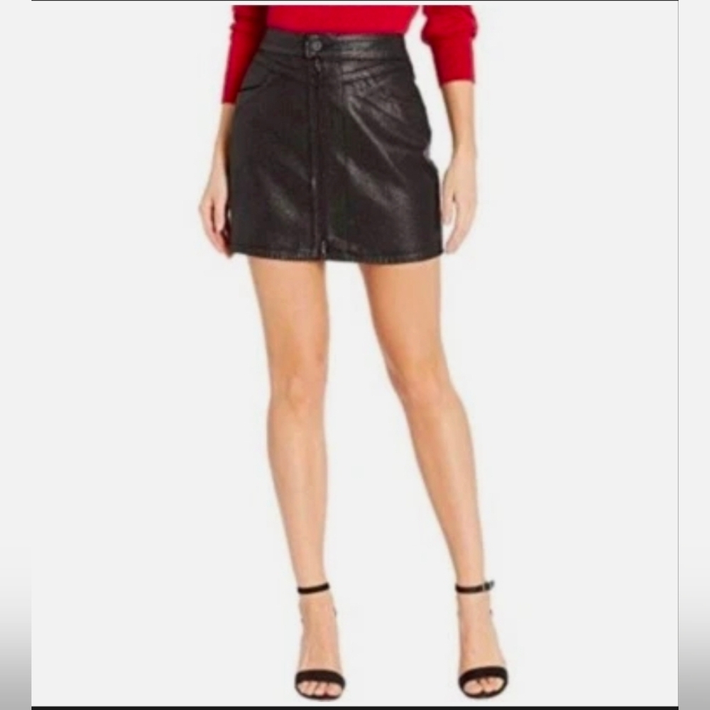 NWOT PAIGE X REVOLVE Sparkle Black Zip Front Mini Skirt - Size 27